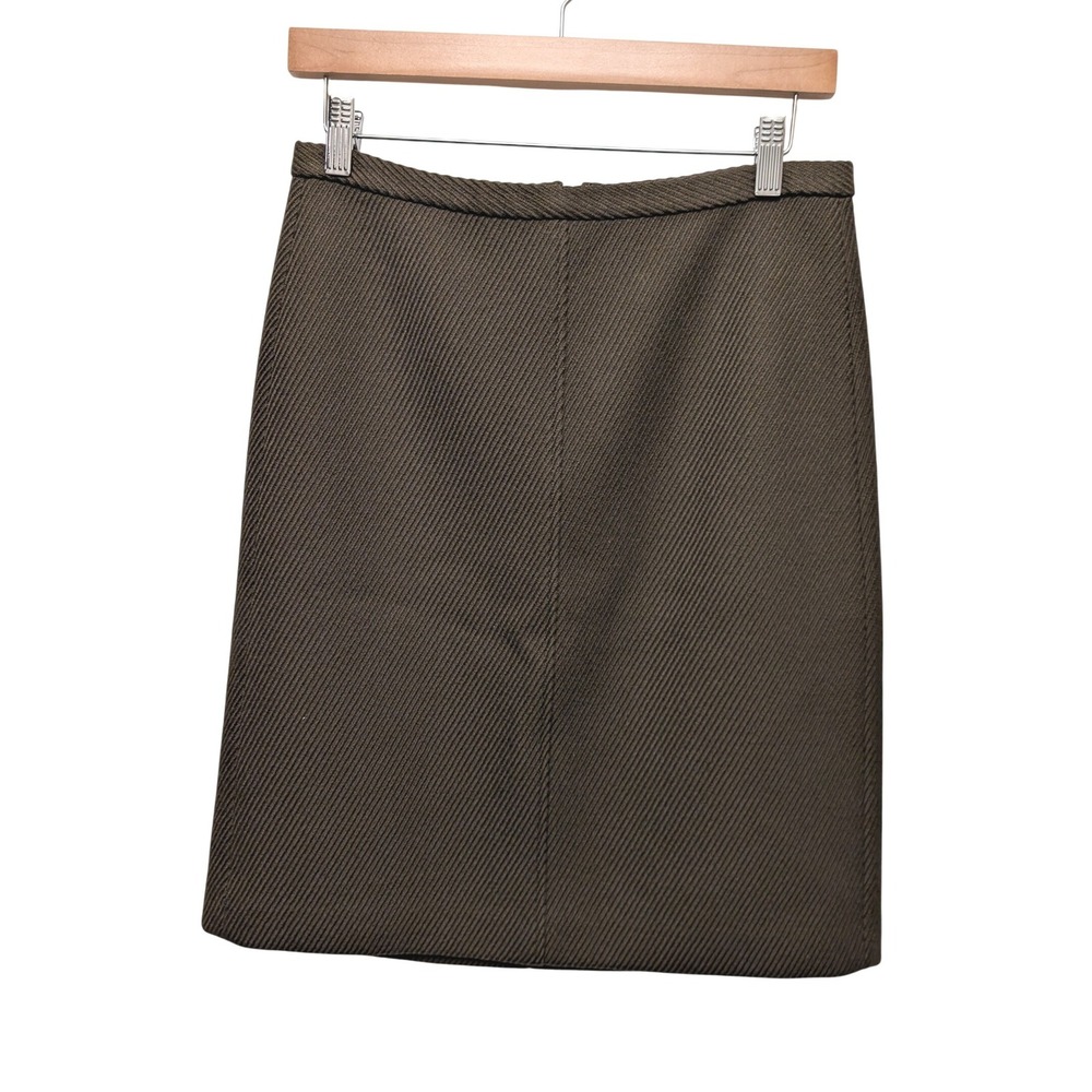 Theory Olive Green Ribbed Wool Blend Pencil Skirt Work Office Quiet Luxury
